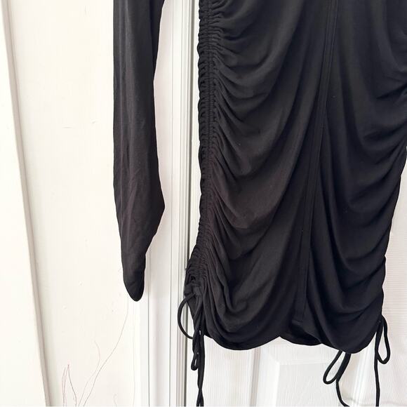 Michael Costello X Revolve Shirred Side Tie Bodycon Mini Dress in Black Medium - Picture 9 of 11